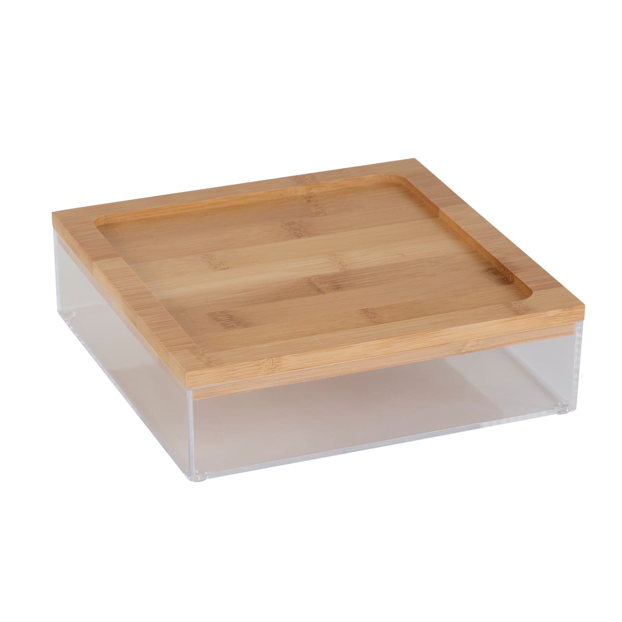 Simplify Bamboo Lid Square Clear Organizer